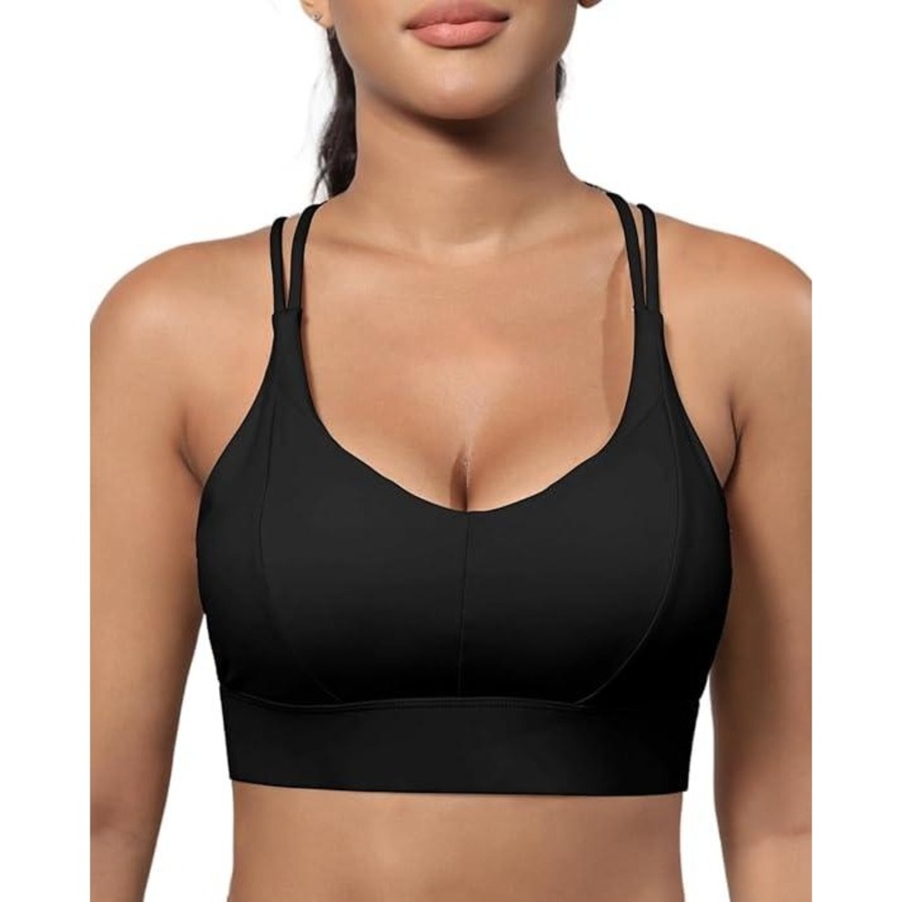 Grace Form Sports Bra Black Criss‎ Cross Back Strappy Workout Fitness XL